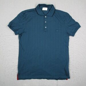 Salvatore Ferragamo Mens Polo Shirt Teal Blue Gancini Logo Cotton Italy Small